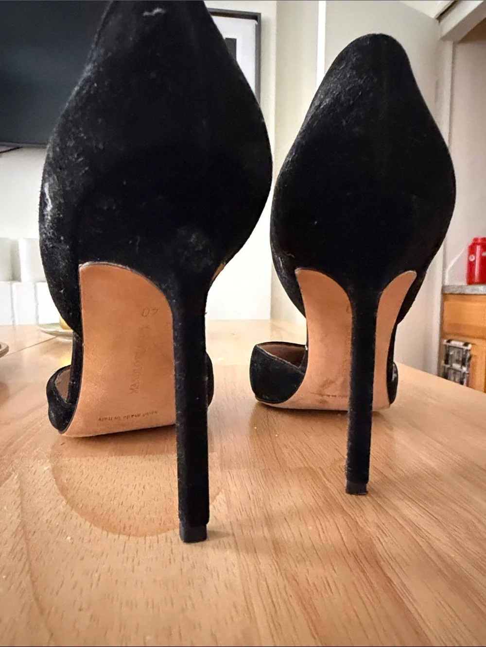Manolo Blahnik Black Suede D'Orsay Pointed Pumps